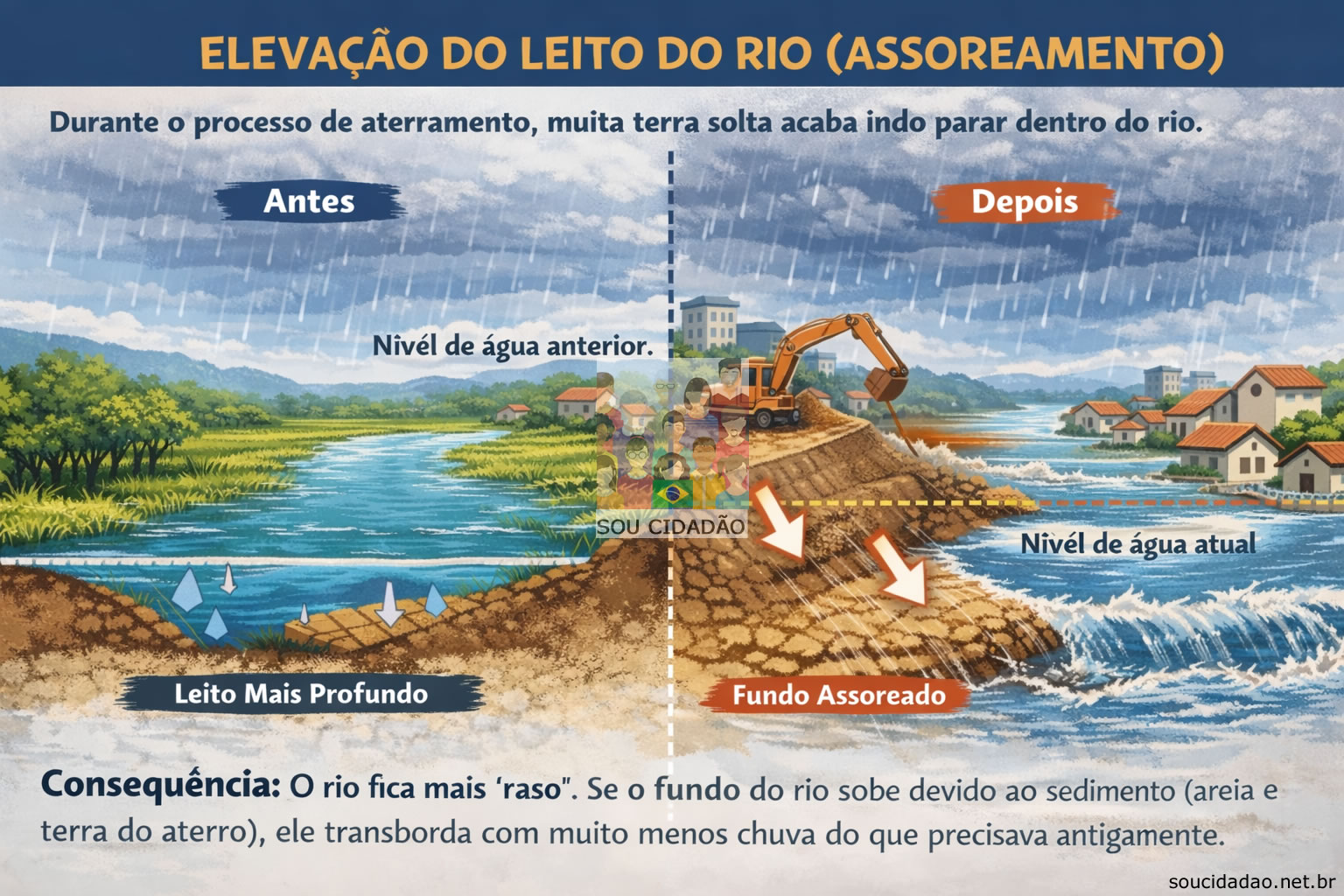 Elevação do Leito do Rio (Assoreamento)